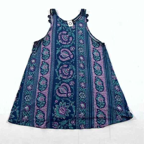 Anthropologie Akemi Kin Blue Purple Floral Print Epoca Crochet Lace Tank Top XS - Picture 1 of 7